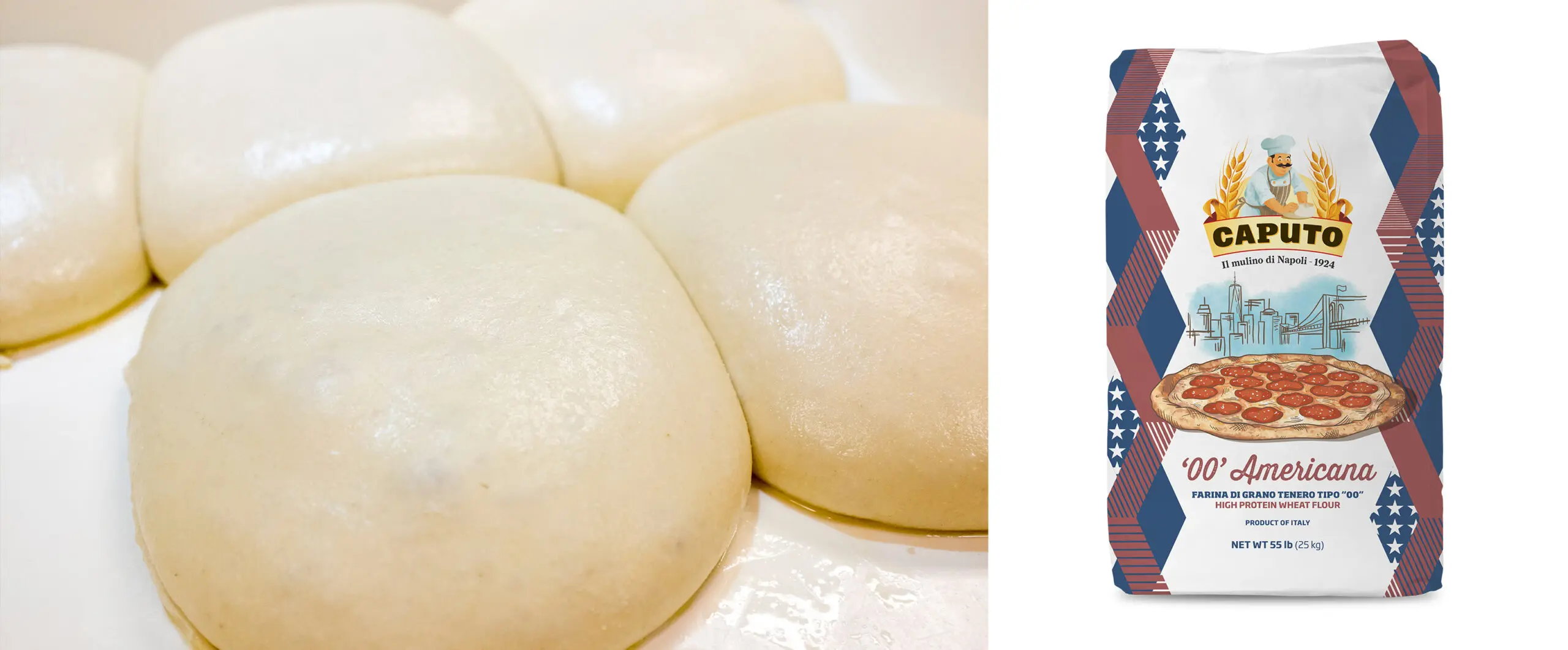 Dough balls and Caputo flour package